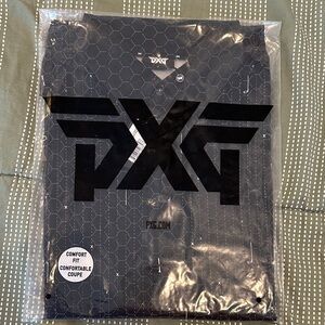 PXG Black comfort fit Golf icons pinstripe Pattern polo medium